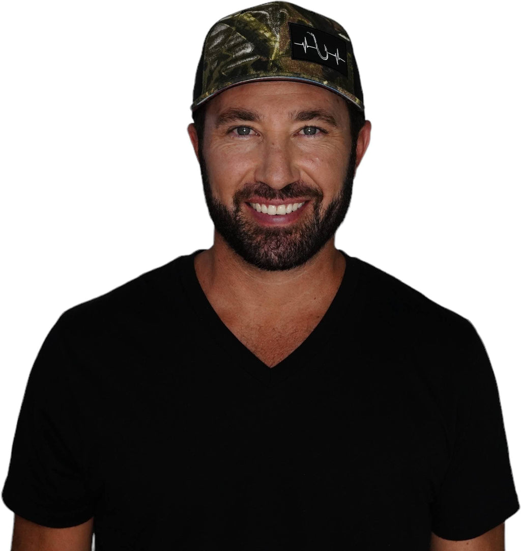 Fishing Hat - Baseball Hat Fit - Tan Tree Camo / Black - Laser Mesh