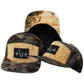 The Heartbeat Brand Fishing Hat - Flat Bill - Cork - Tan Camo - Laser Mesh — main product shot