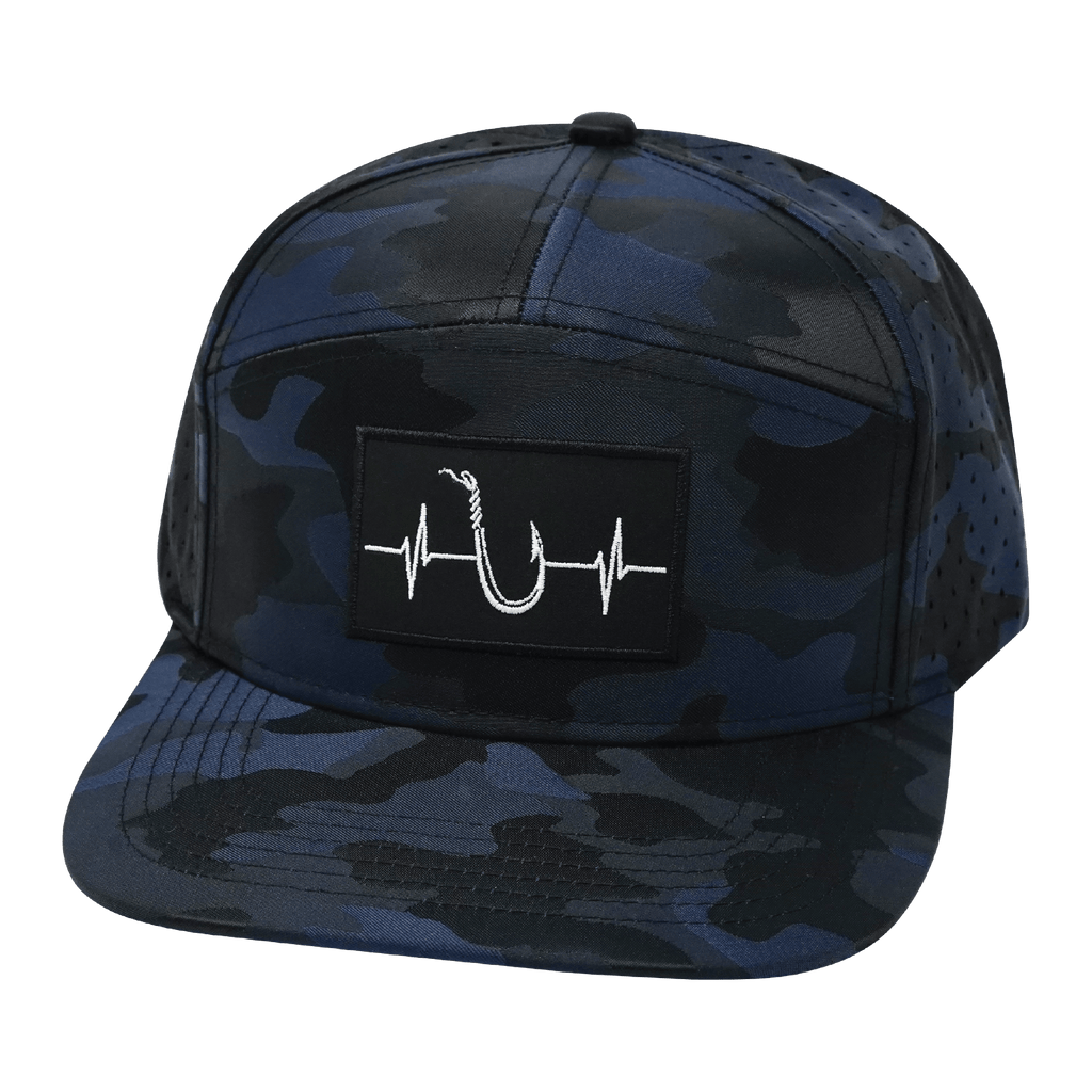 Fishing Hat - Flat Bill - Navy Blue Camo - Laser Mesh