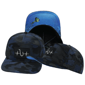 Fishing Hat - Flat Bill - Navy Blue Camo - Laser Mesh