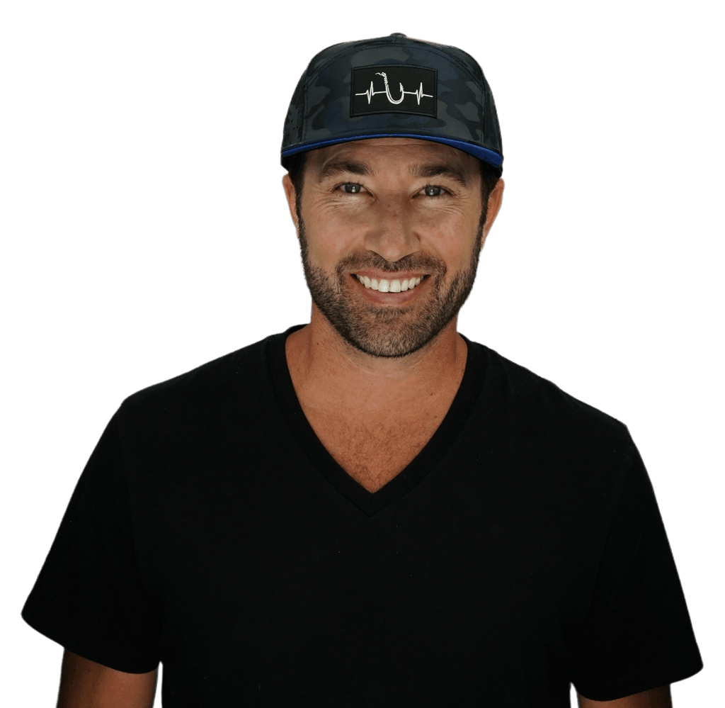 Fishing Hat - Flat Bill - Navy Blue Camo - Laser Mesh