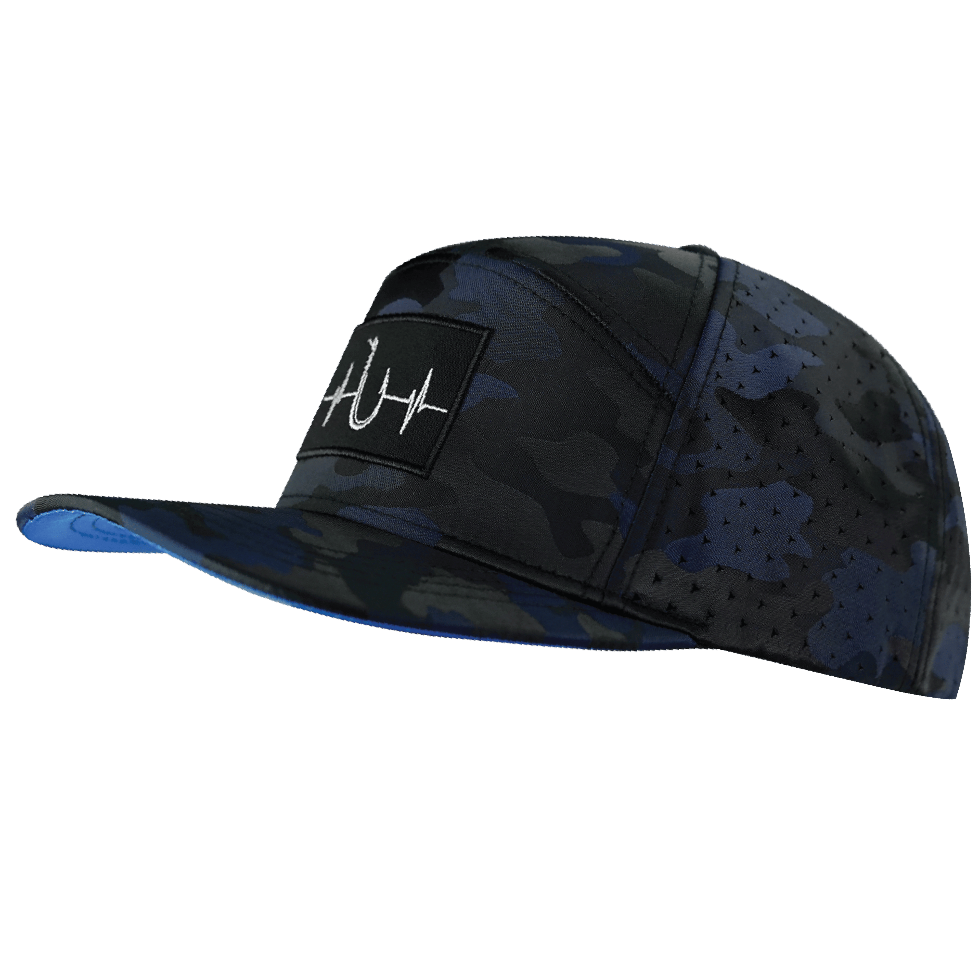Fishing Hat - Flat Bill - Navy Blue Camo - Laser Mesh