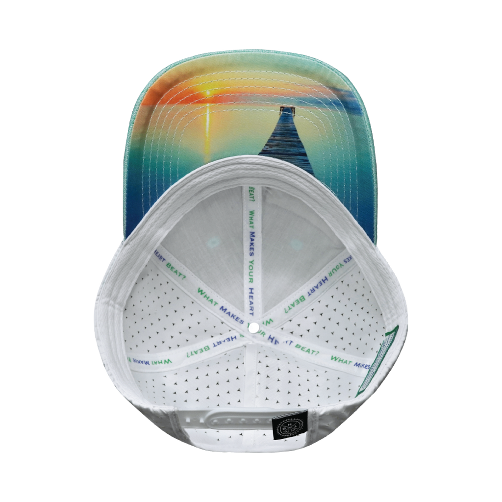 The Heartbeat Brand Fishing Hat - Low Profile - Ponytail - Teal / White - Laser Mesh — size reference