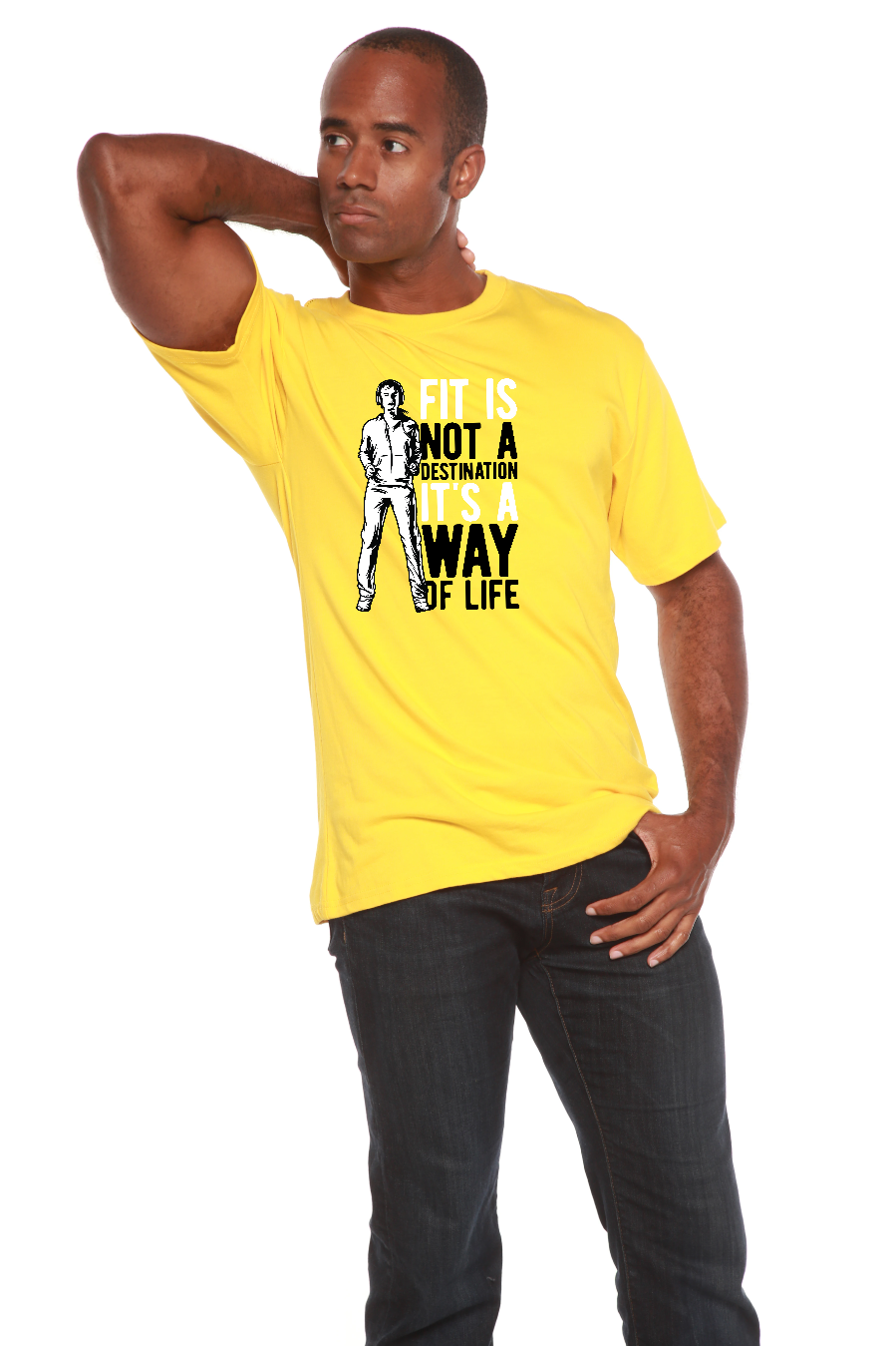 Spun Bamboo Fit is not a destination Men's Bamboo Viscose/Organic Cotton Short Sleeve Graphic T-Shirt — back view