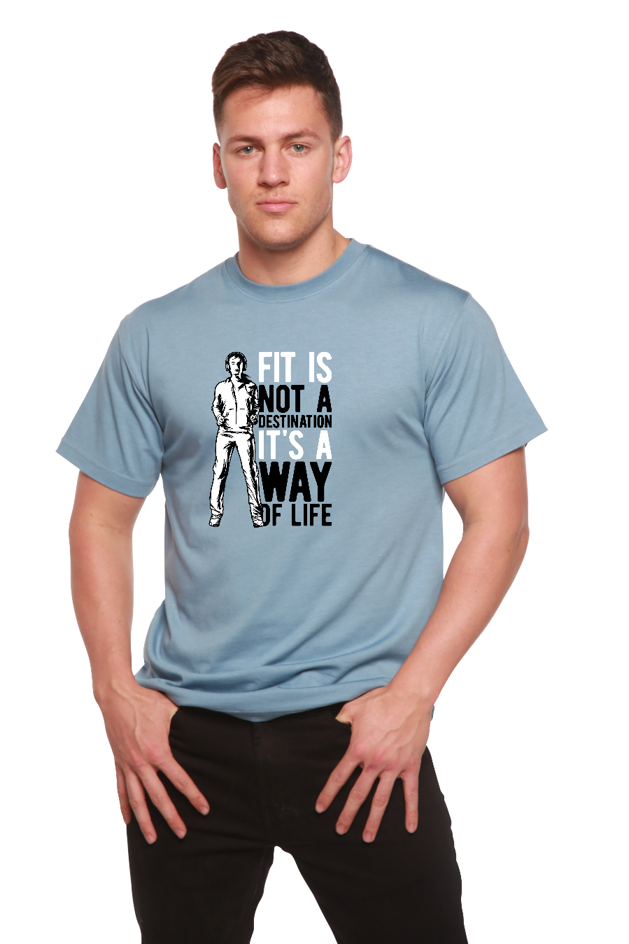 Spun Bamboo Fit is not a destination Men's Bamboo Viscose/Organic Cotton Short Sleeve Graphic T-Shirt — packaging