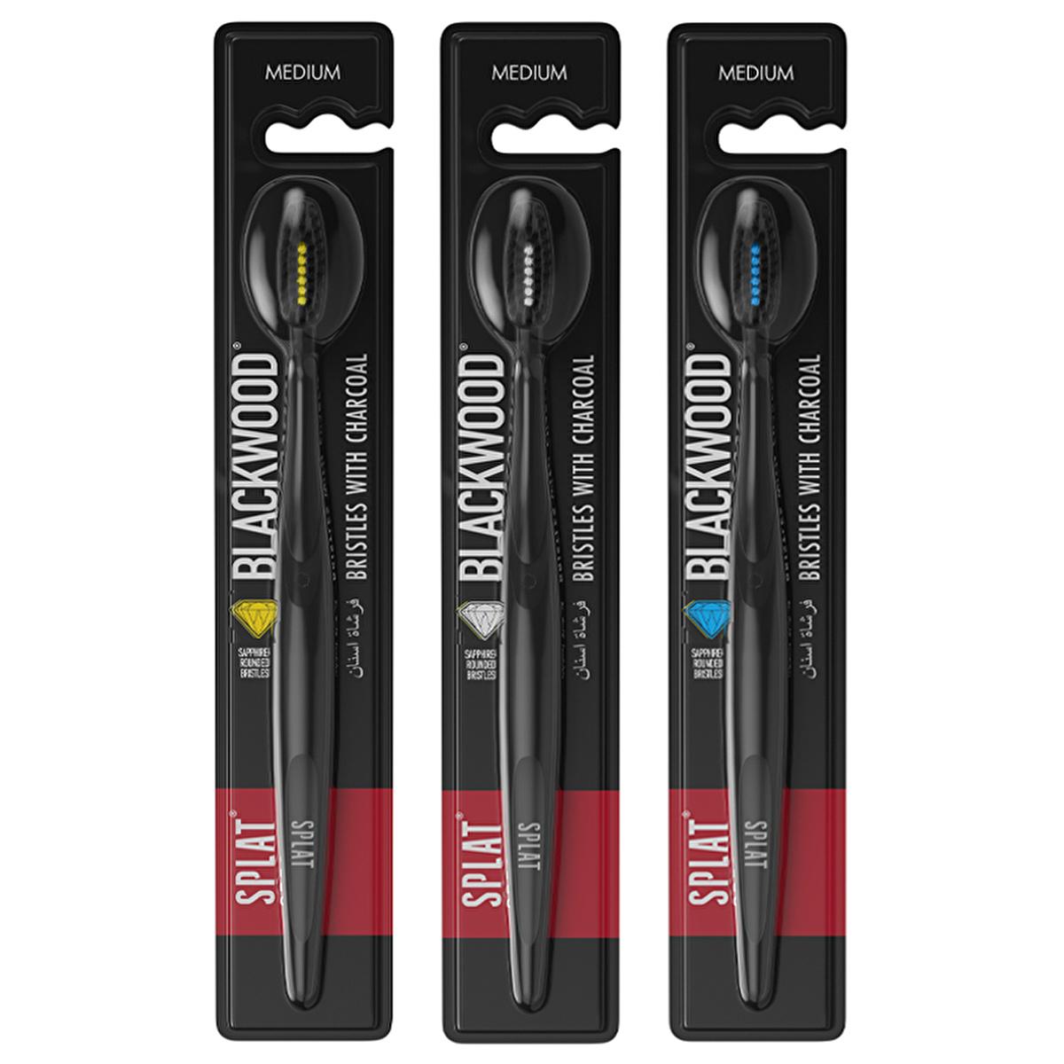 Splat Blackwood Charcoal Toothbrush - Medium Hardness, Ergonomic Design for Effective Oral Hygiene