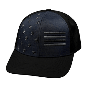 Flag Hat - Baseball Hat Fit - Black / Ocean Blue - Laser Mesh