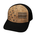 The Heartbeat Brand Flag Hat - Baseball Hat Fit - Cork - Black - Laser Mesh — main product shot