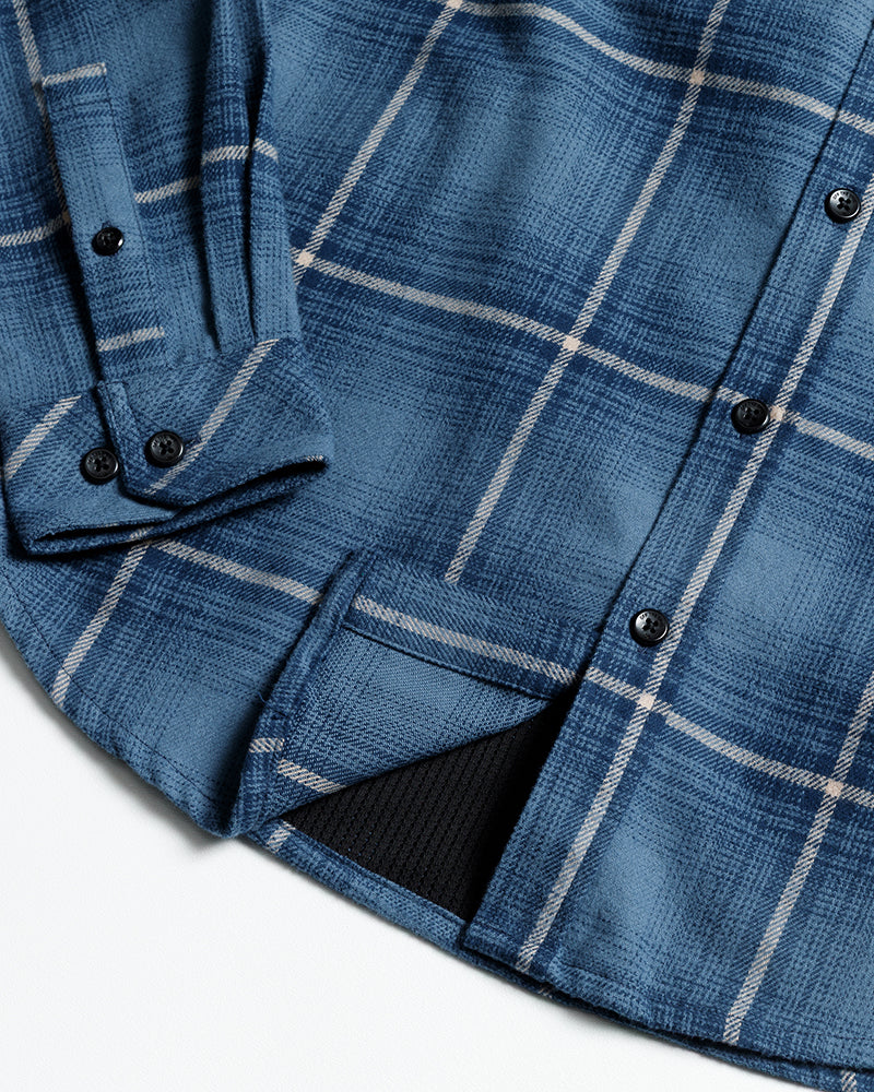 Off The Grid Surplus Destroyer Flannel - Pale Blue — fabric or material detail