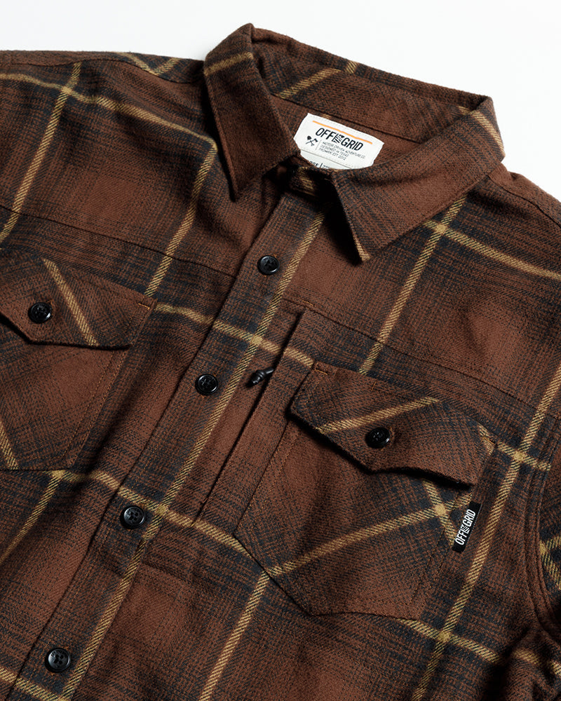 Off The Grid Surplus Destroyer Flannel - Burnt Brown — in-use photo