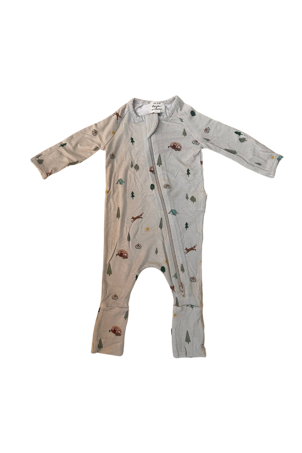 Dear Hayden Modal Convertible Footy Pajamas in Camping — side view