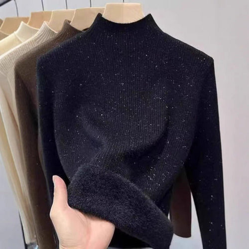 Fleece-Lined Mock Neck Sweater | Thick Winter Base Layer Top(MS159)