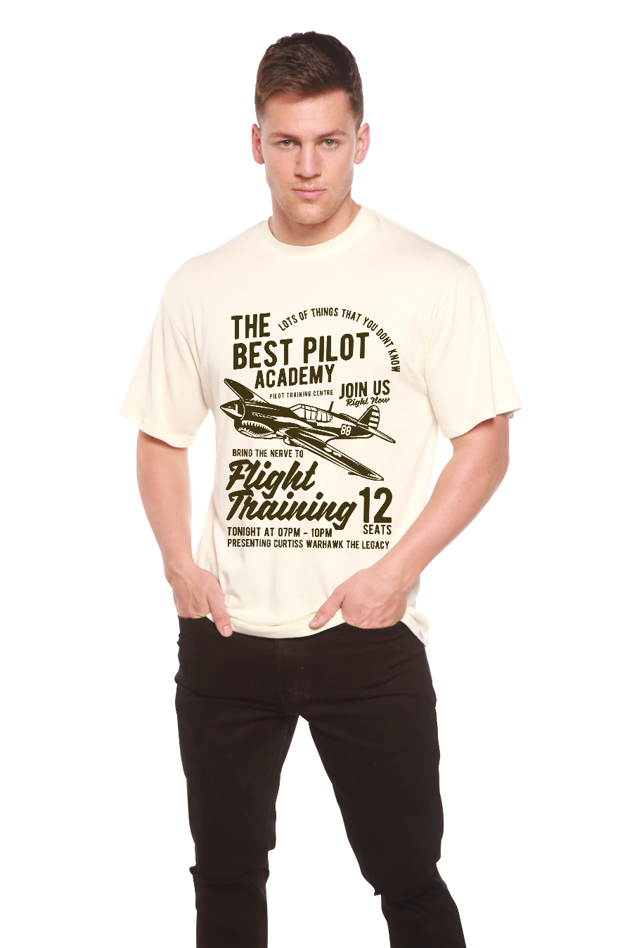 Spun Bamboo Flight Training Men's Bamboo Viscose/Organic Cotton Short Sleeve Graphic T-Shirt — back view