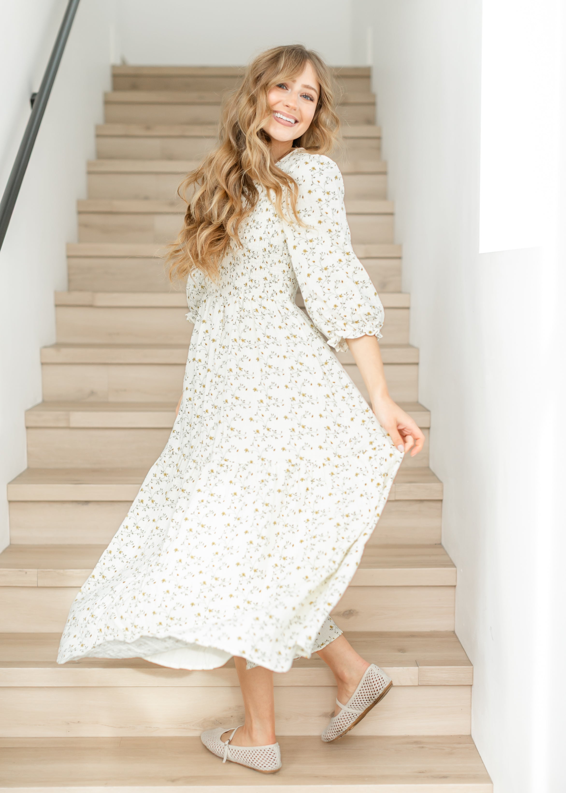Inherit Co. Flora Smocked Midi Dress — size reference