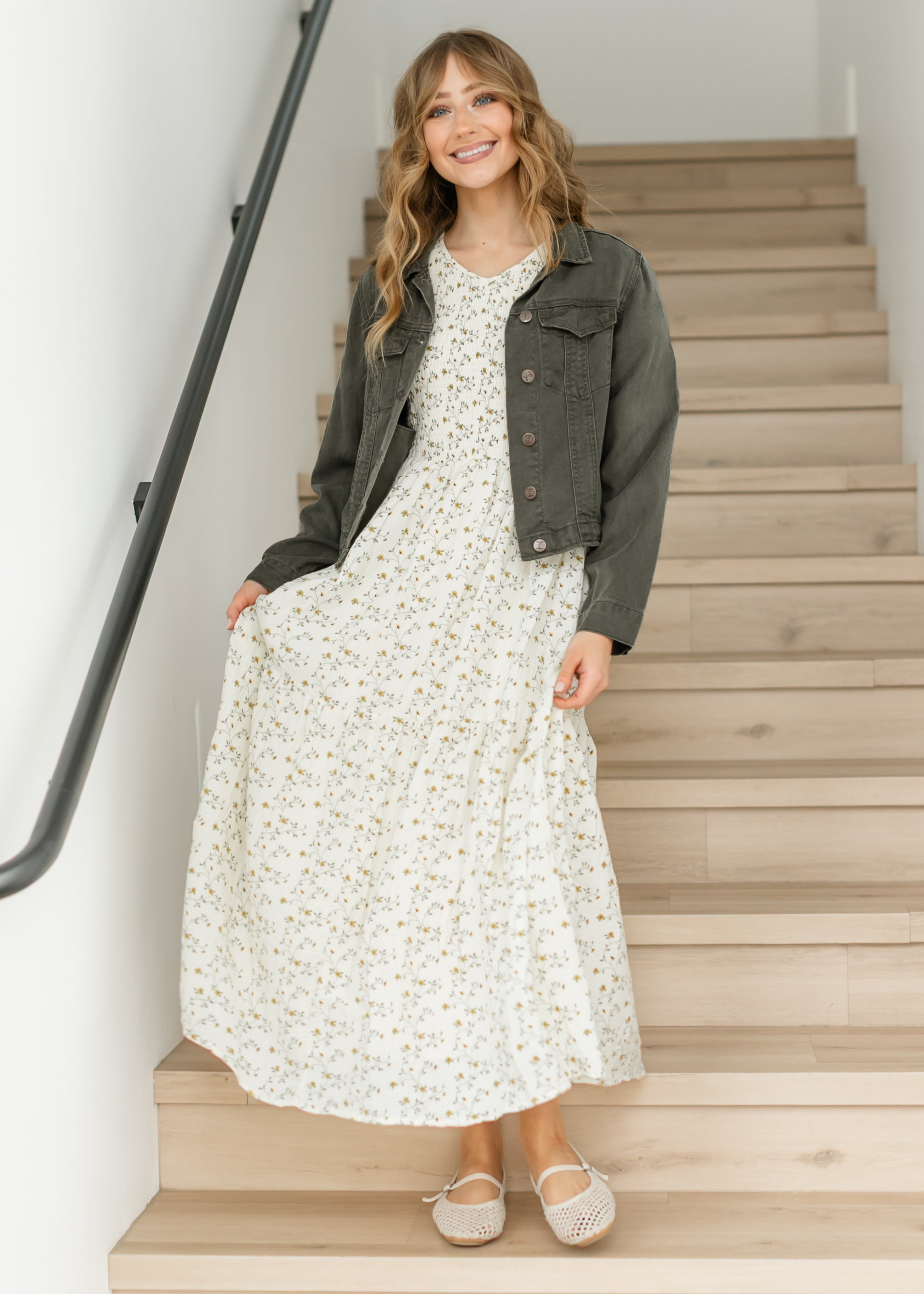 Inherit Co. Flora Smocked Midi Dress — side view