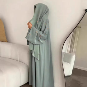 Floral Embroidered Abaya & Hijab Set(MOA248)