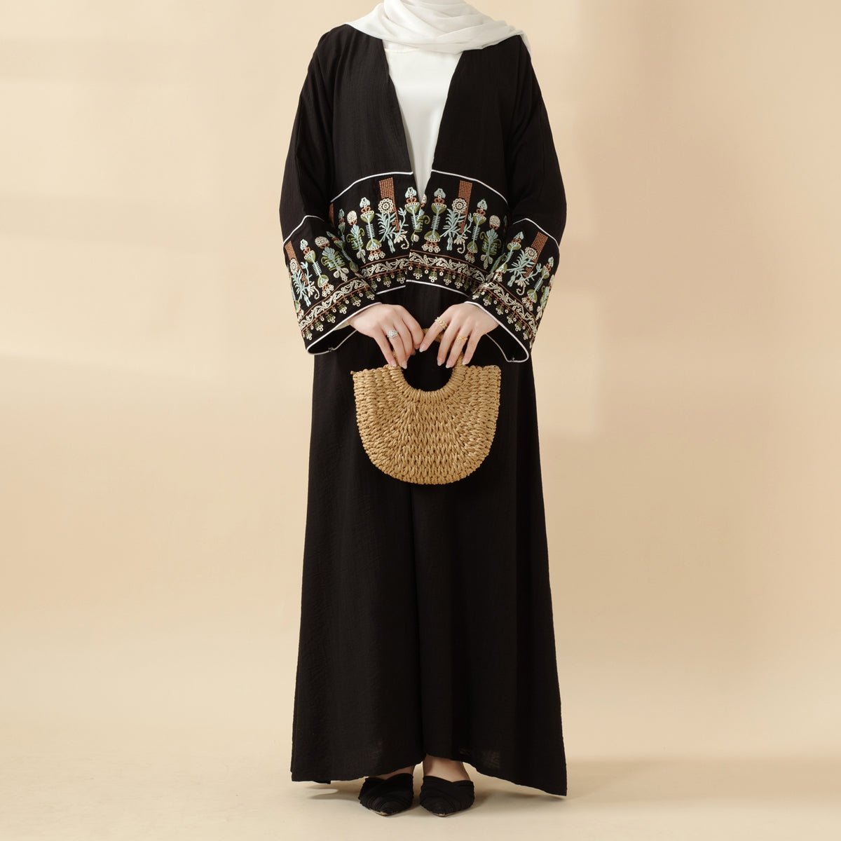 Mariam's Collection Mariam's Collection Floral Embroidered Crepe Open Abaya (MOA128) — product category context