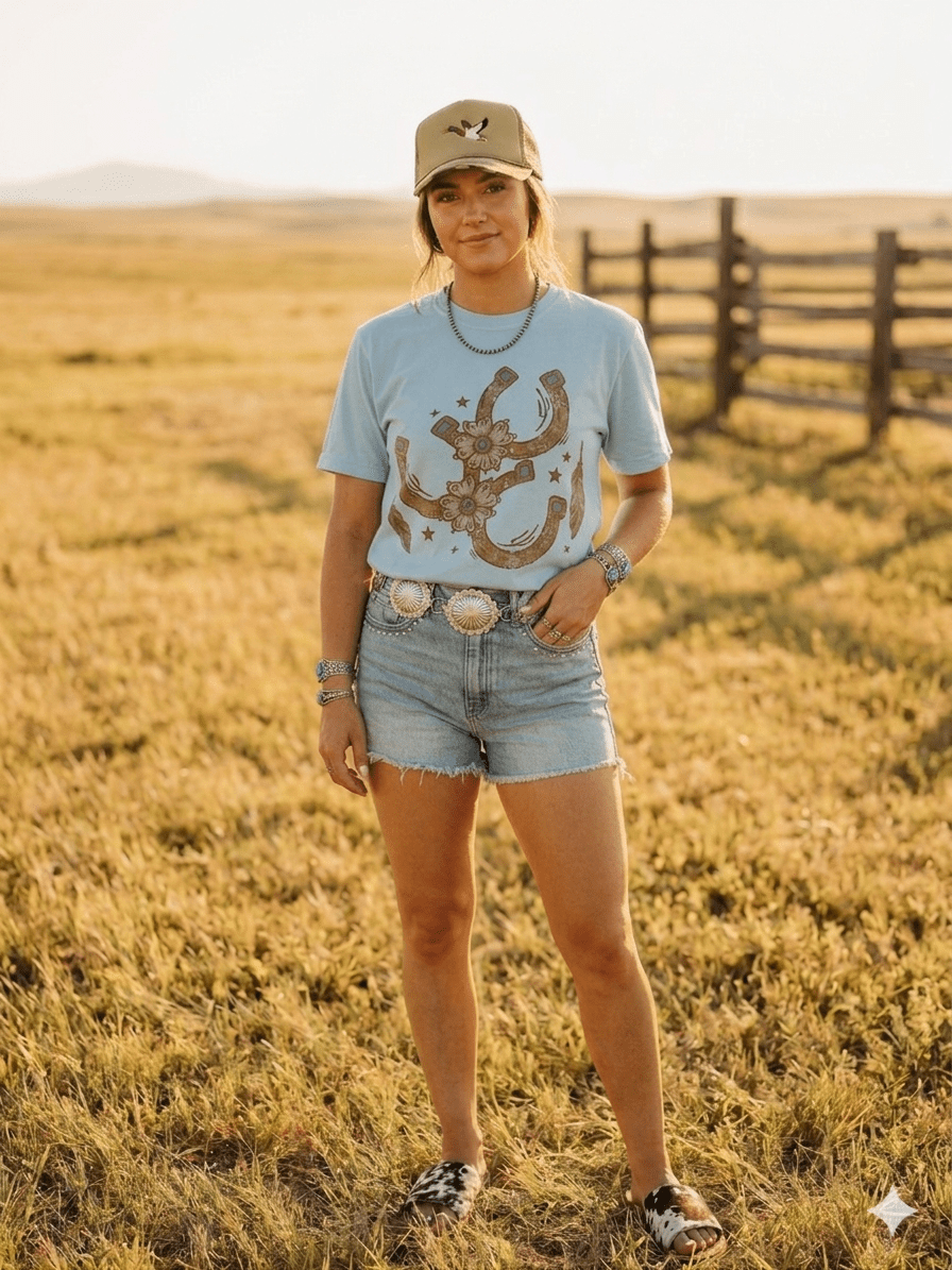 Wild Junkie Floral Horseshoe Graphic Tee - Bay — detail shot 7