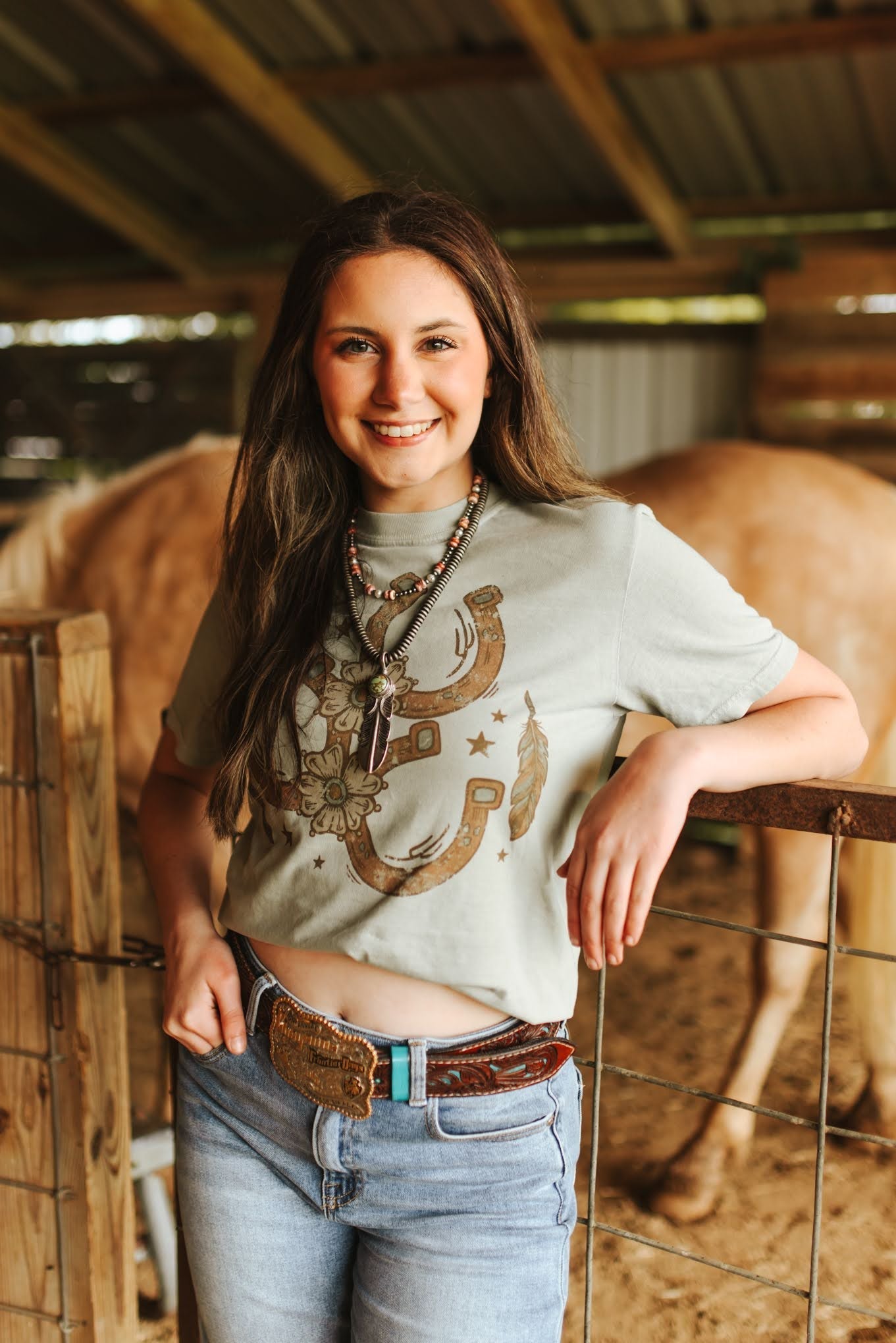 Wild Junkie Floral Horseshoe Graphic Tee - Bay — Wild Junkie branding close-up