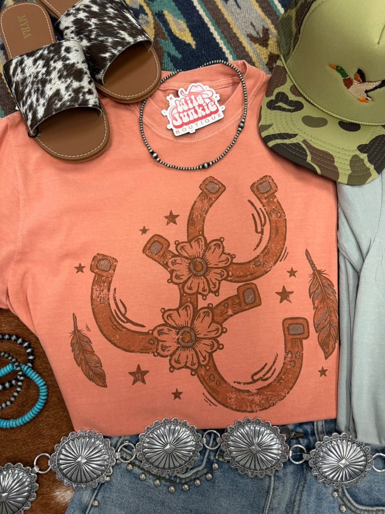 Wild Junkie Floral Horseshoe Graphic Tee - Terracotta — main product shot