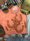 Wild Junkie Floral Horseshoe Graphic Tee - Terracotta — main product shot