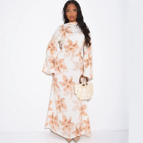 Floral Print Washed Crinkle Maxi Dress(MS437)