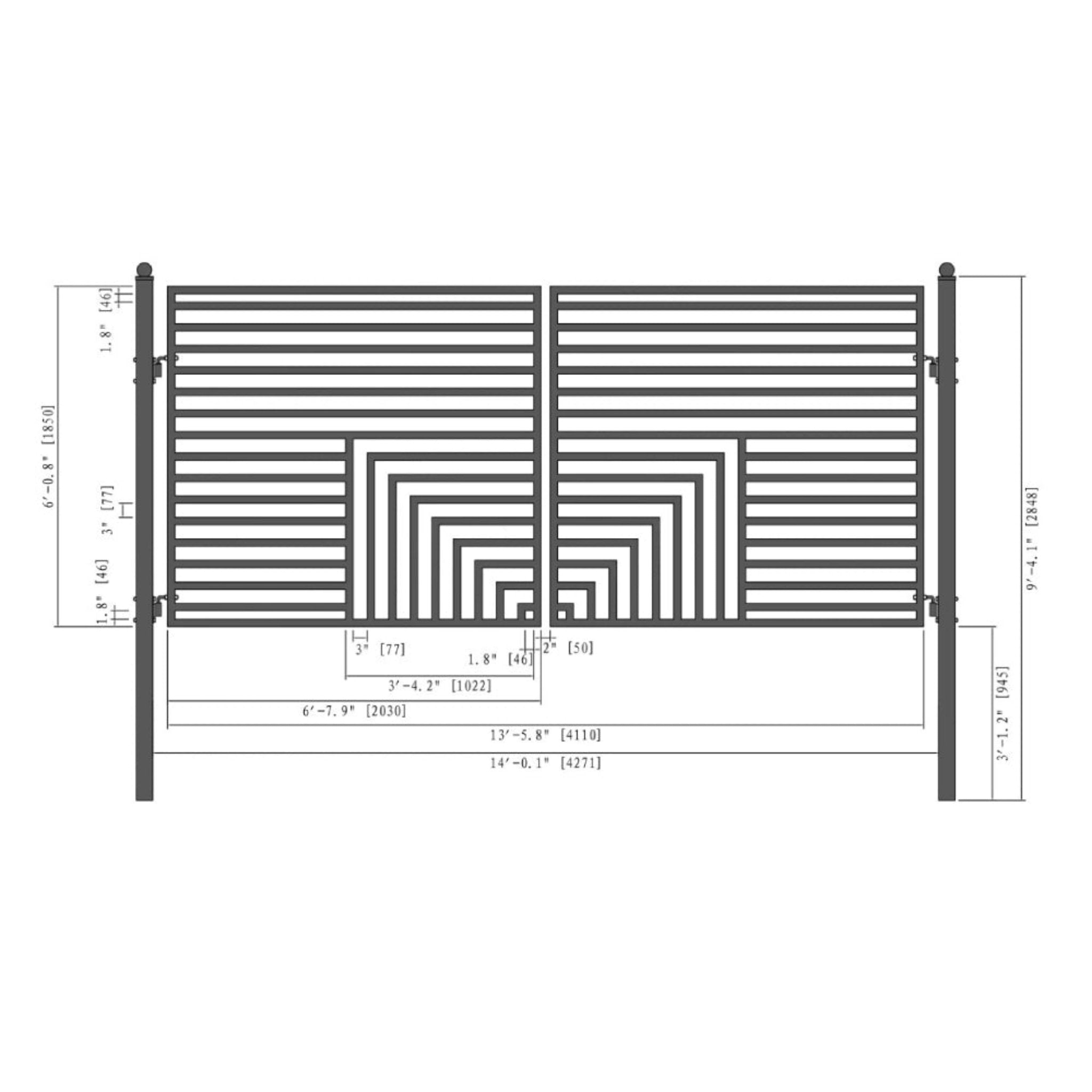 [12-18FT] Heavy-Duty Florence-Style Powder-Coated Galvanized Steel Dual-Swing Driveway Gate (SAK48168) – SAKSBY WHOLESALE, vi