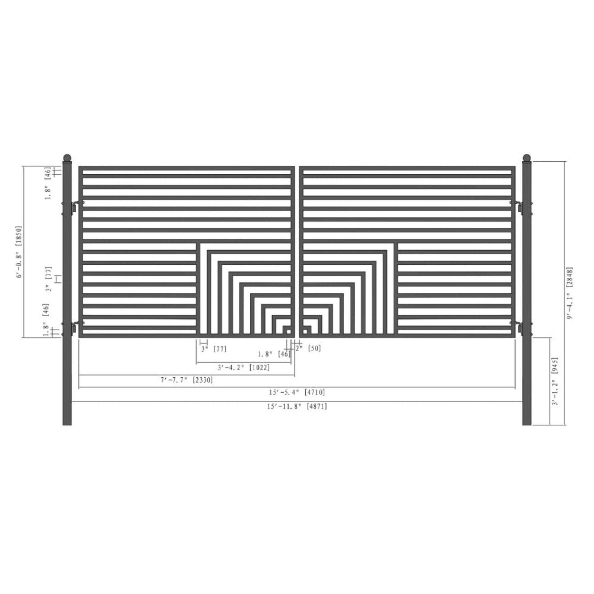 [12-18FT] Heavy-Duty Florence-Style Powder-Coated Galvanized Steel Dual-Swing Driveway Gate (SAK48168) – SAKSBY WHOLESALE, vi