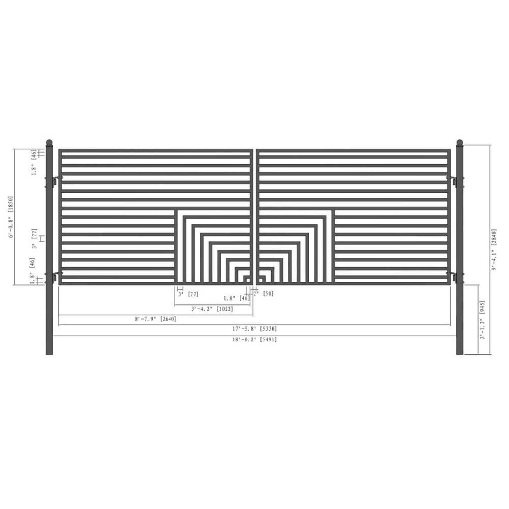 [12-18FT] Heavy-Duty Florence-Style Powder-Coated Galvanized Steel Dual-Swing Driveway Gate (SAK48168) – SAKSBY WHOLESALE, vi
