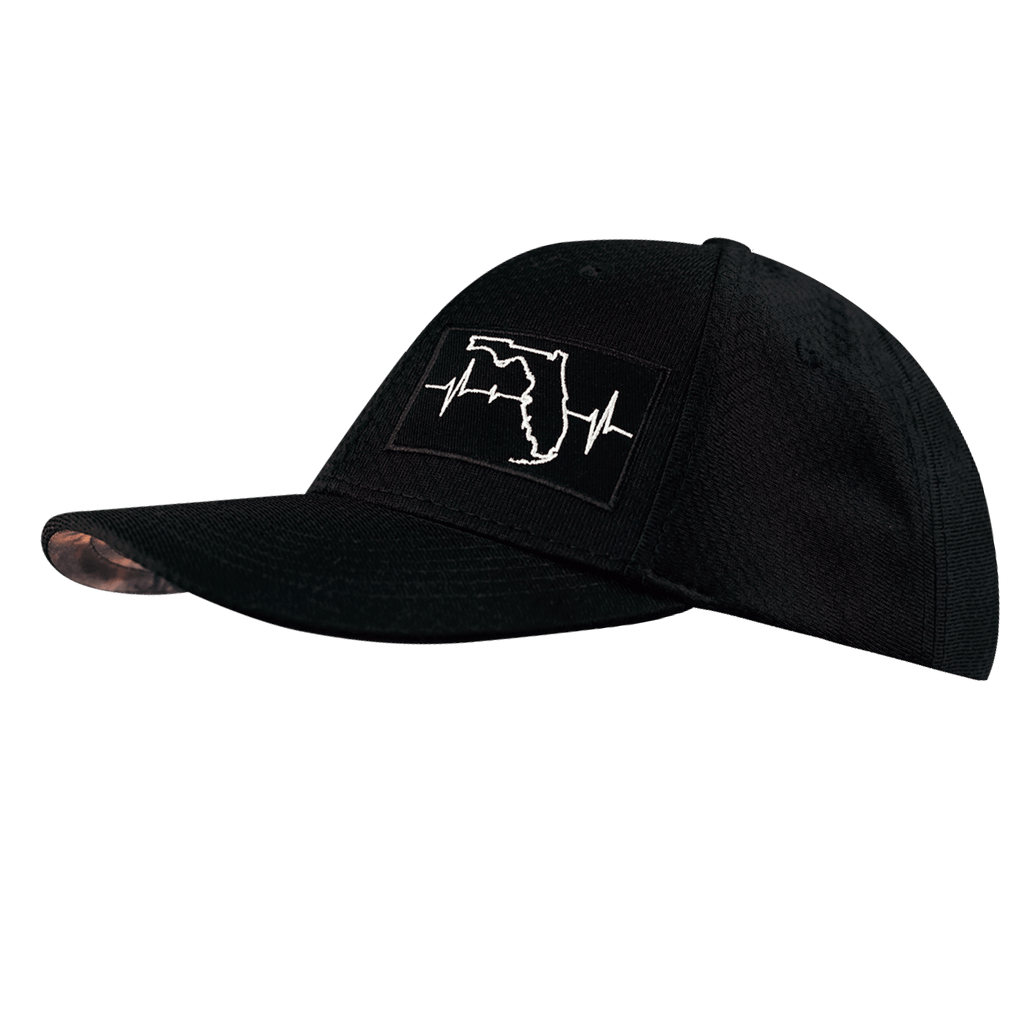 The Heartbeat Brand Florida Hat - Airmesh - Athletic Fit - Black - Fabric Back — lifestyle worn / used context