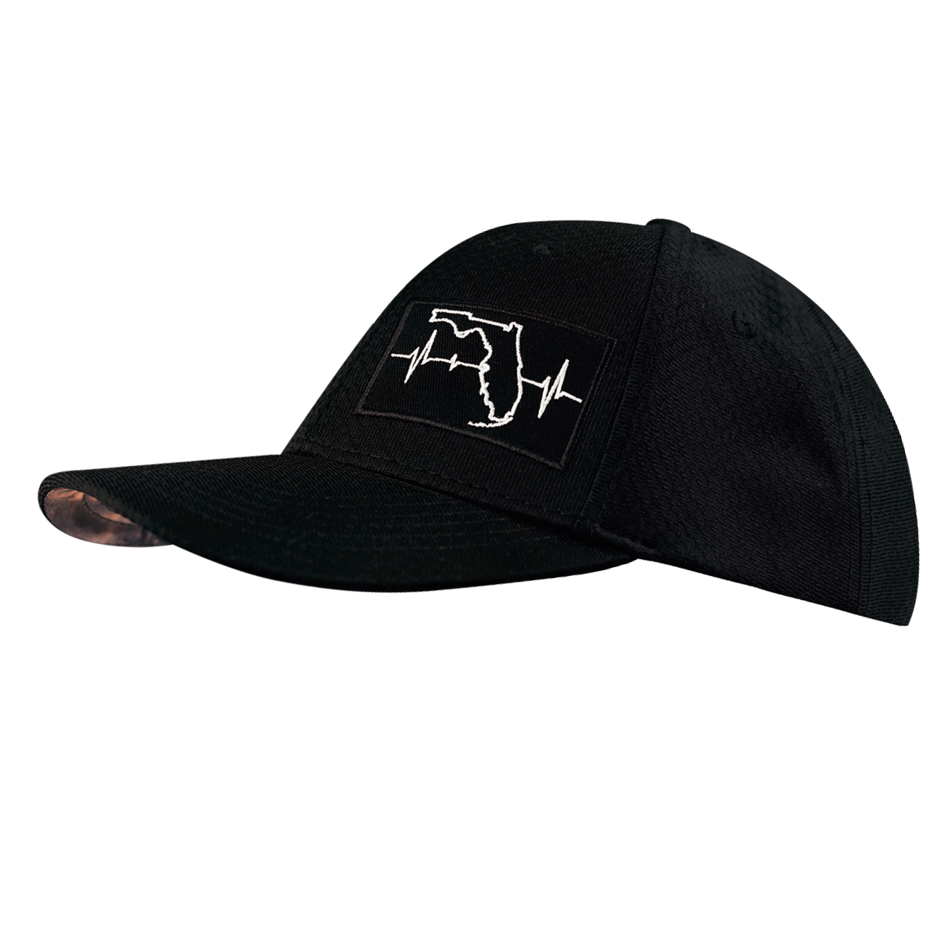 The Heartbeat Brand Florida Hat - Airmesh - Athletic Fit - Black - Fabric Back — lifestyle worn / used context