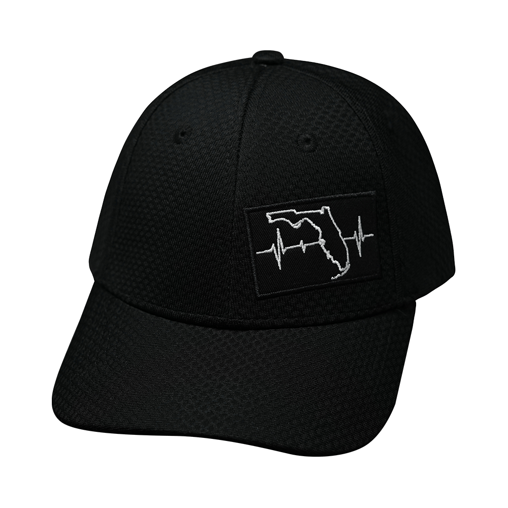 The Heartbeat Brand Florida Hat - Airmesh - Athletic Fit - Black - Fabric Back — detail shot 6