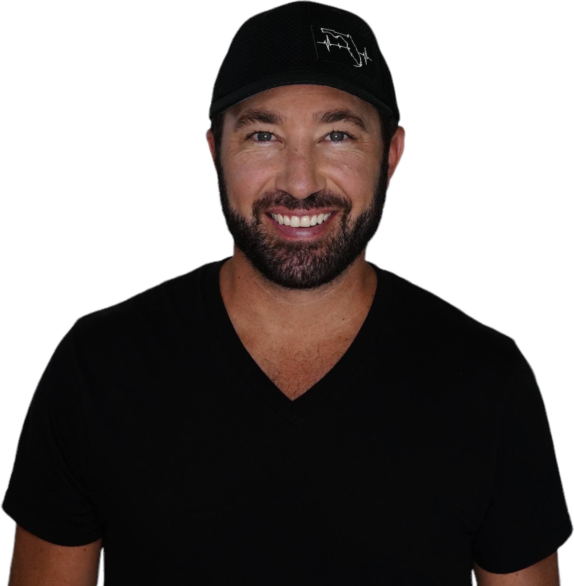 The Heartbeat Brand Florida Hat - Airmesh - Athletic Fit - Black - Fabric Back — Black detail