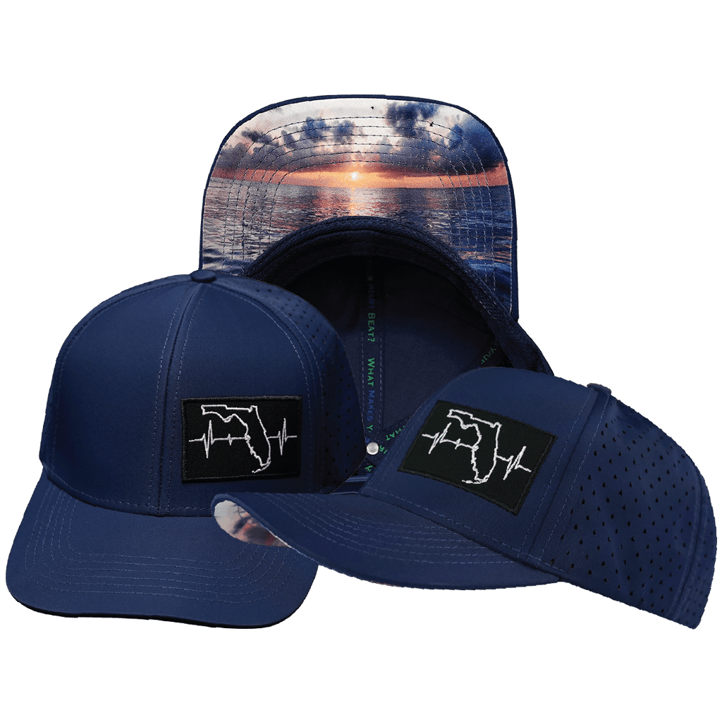 The Heartbeat Brand Florida Hat - Baseball Hat Fit - Dark Blue - Laser Mesh — main product shot