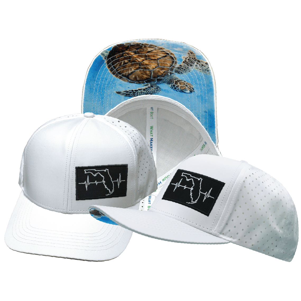 The Heartbeat Brand Florida Hat - Baseball Hat Fit - White - Laser Mesh — main product shot