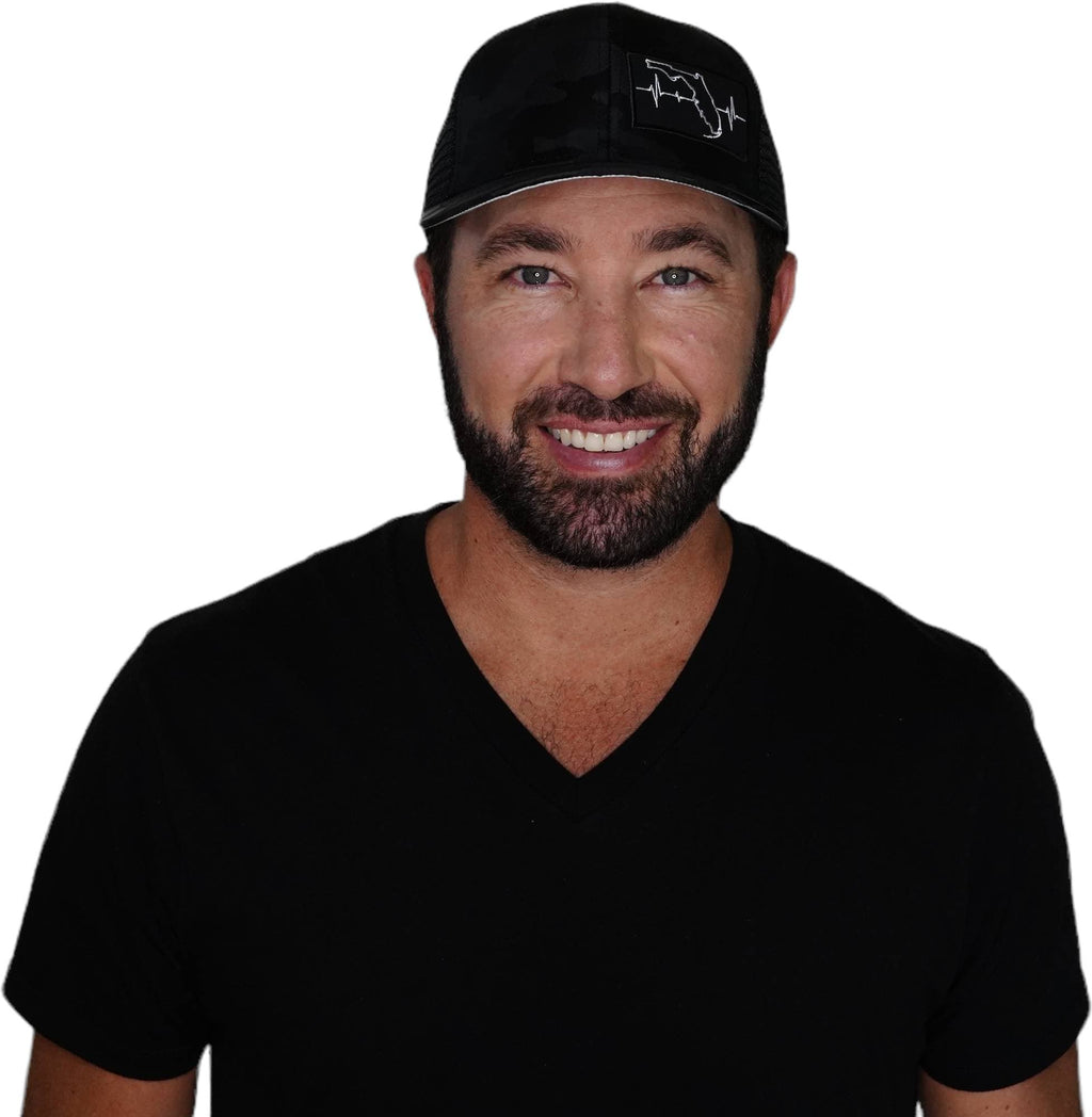 Florida Hat - Baseball Hat Fit - Black Camo / Black - Trucker Mesh