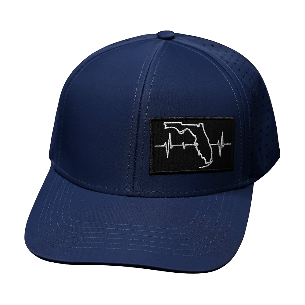 The Heartbeat Brand Florida Hat - Baseball Hat Fit - Dark Blue - Laser Mesh — back view