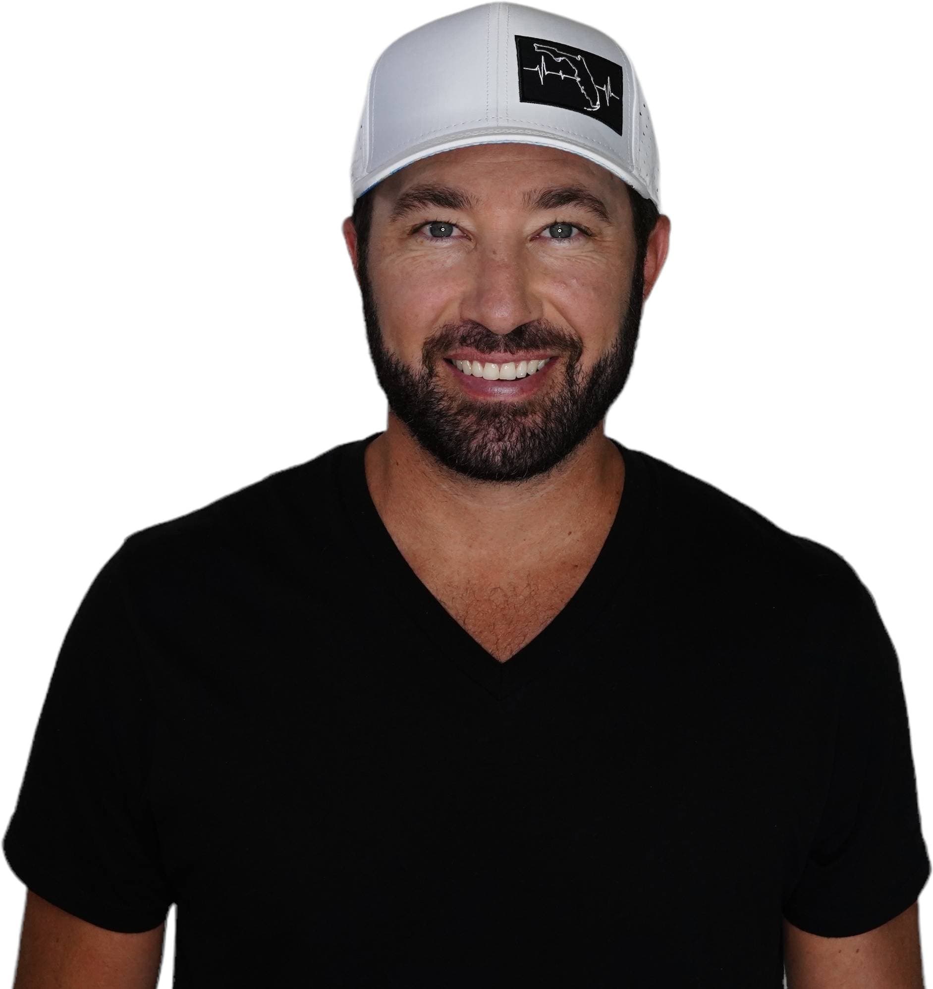 The Heartbeat Brand Florida Hat - Baseball Hat Fit - White - Laser Mesh — White detail