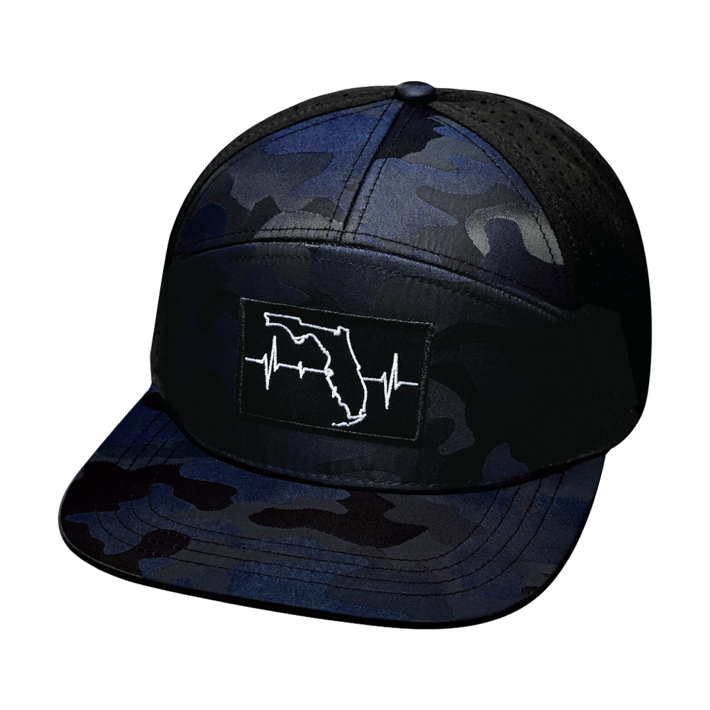 Florida Hat - Flat Bill - Navy Camo / Black - Laser Mesh