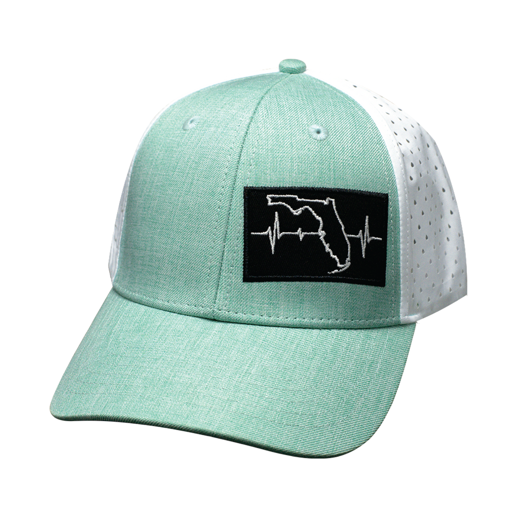 Florida Hat - Low Profile - Ponytail - Teal / White - Laser Mesh