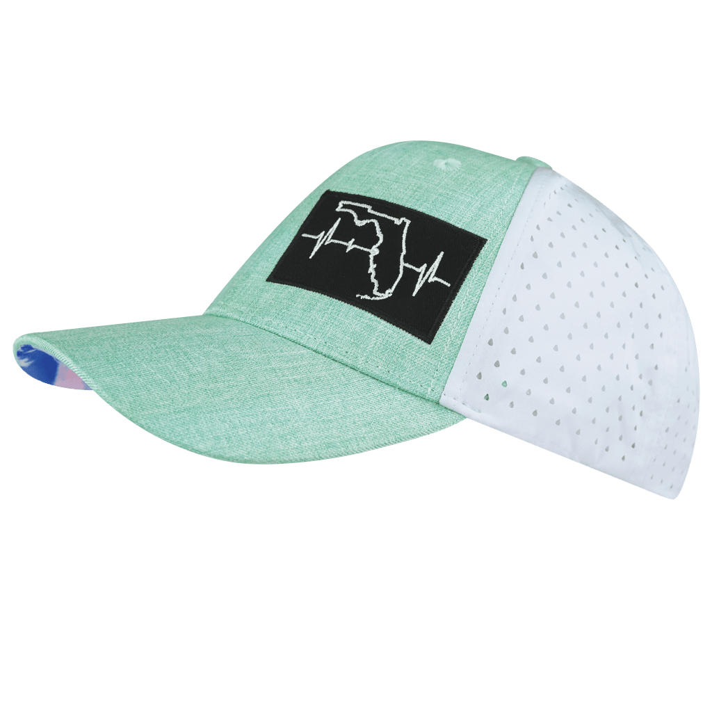 Florida Hat - Low Profile - Ponytail - Teal / White - Laser Mesh