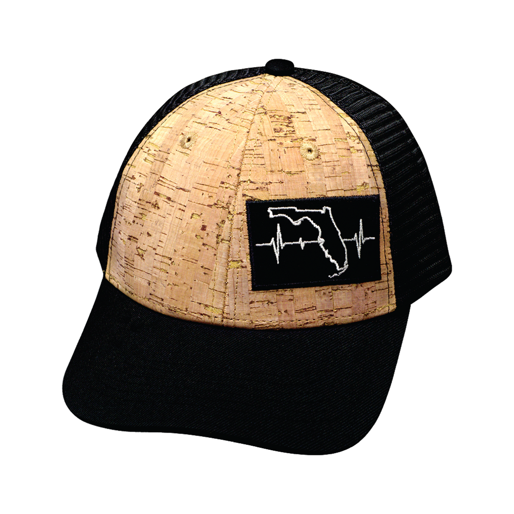 Florida Hat - Low Profile - Cork - Black - Trucker Mesh