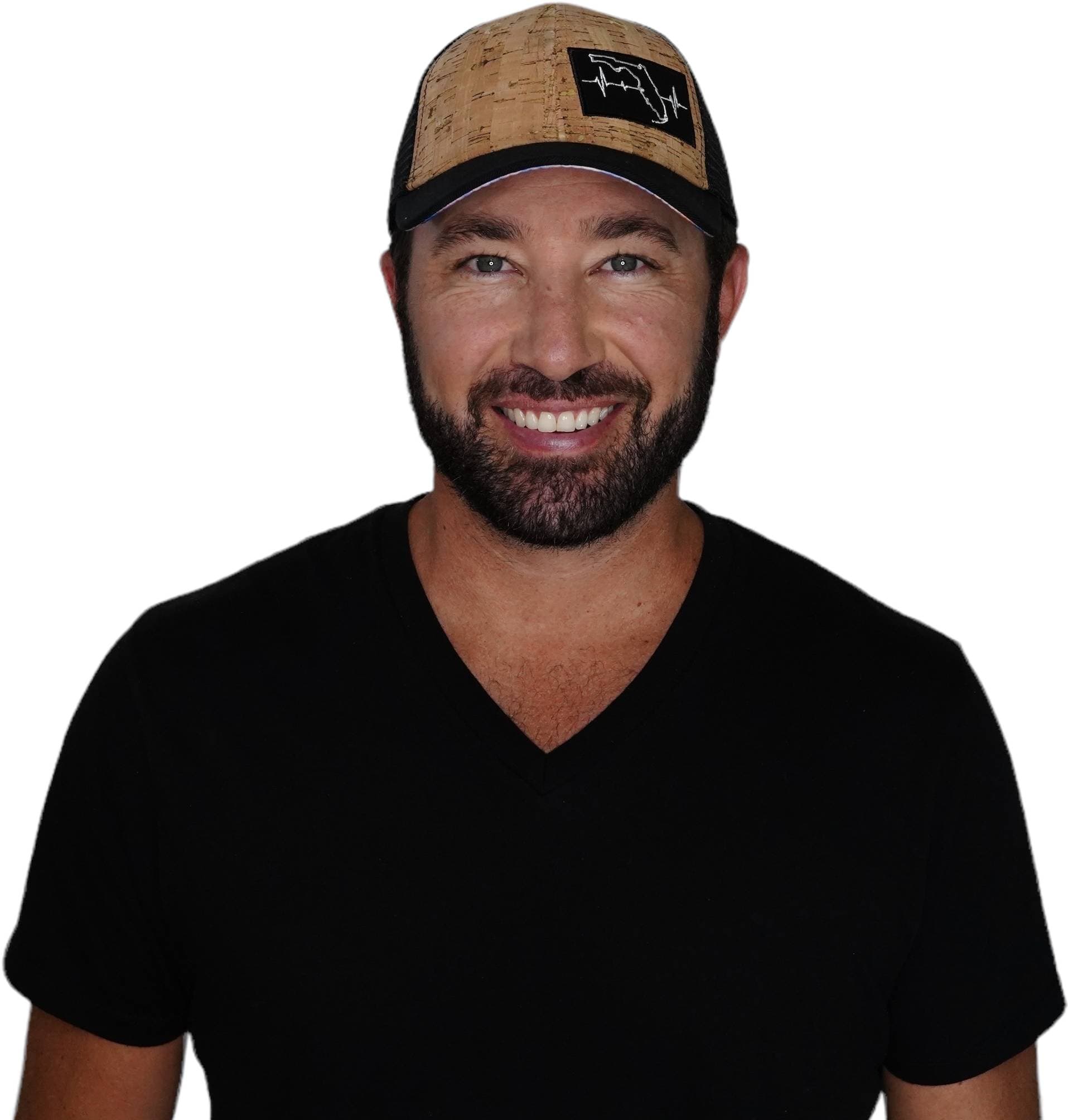 Florida Hat - Low Profile - Cork - Black - Trucker Mesh