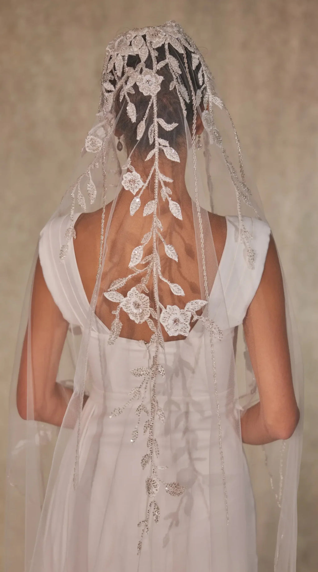 Flower Embroideried Wedding Veil- D230 – Bridal Port, view 8