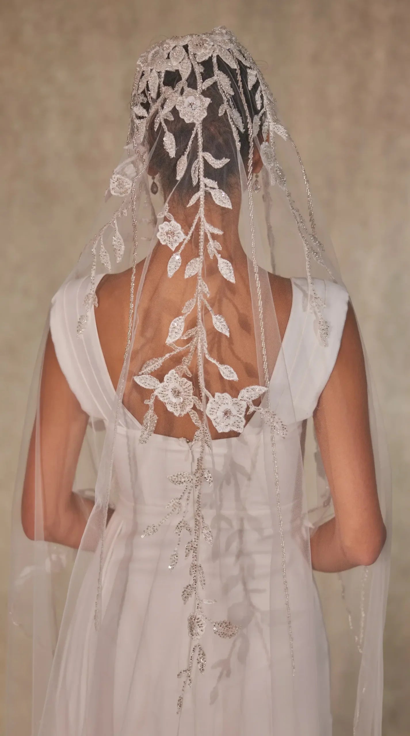 Flower Embroideried Wedding Veil- D230 – Bridal Port, view 8