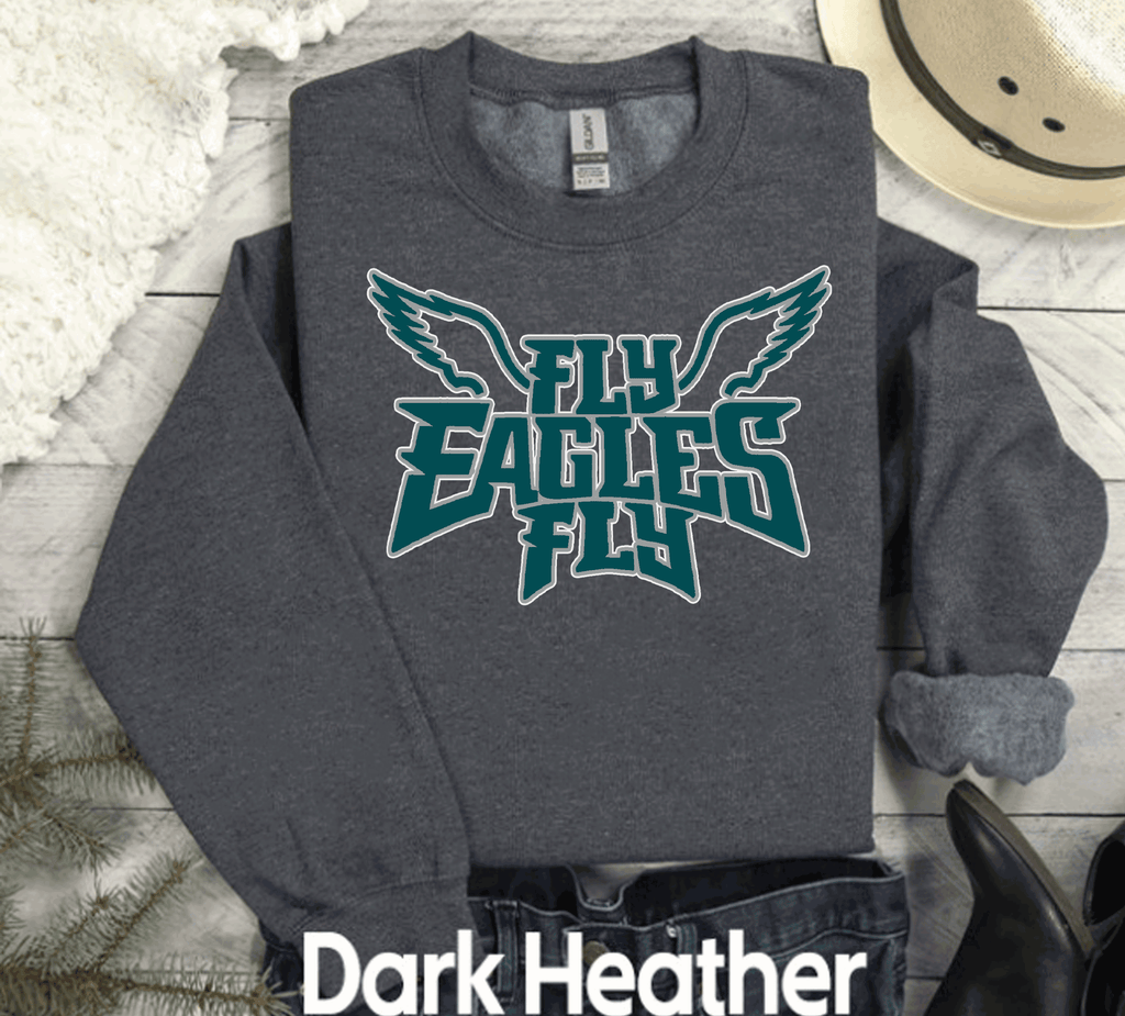 A Blessed Texas Mess Boutique EAGLES Fly Birds Fly Bling Philadelphia Football Sweatshirt, Philly T-shirt,… — construction detail