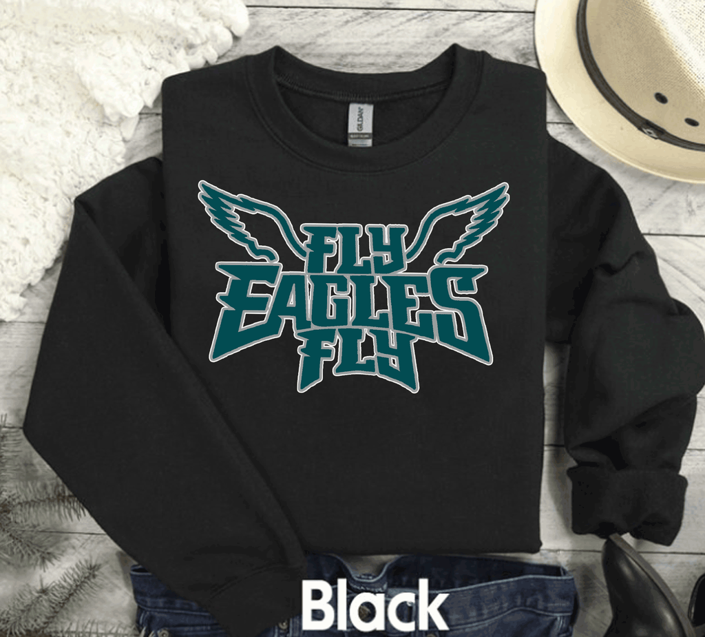 A Blessed Texas Mess Boutique EAGLES Fly Birds Fly Bling Philadelphia Football Sweatshirt, Philly T-shirt,… — A Blessed Texas Mess Boutique branding close-up