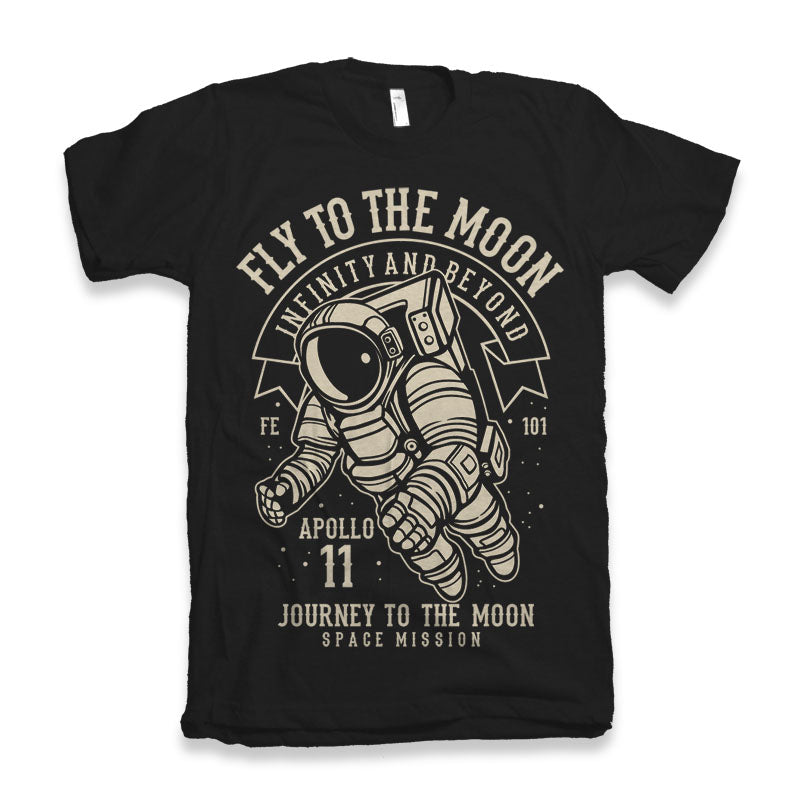 Spun Bamboo Fly To The Moon Men's Bamboo Viscose/Organic Cotton Short Sleeve Graphic T-Shirt — detail close-up