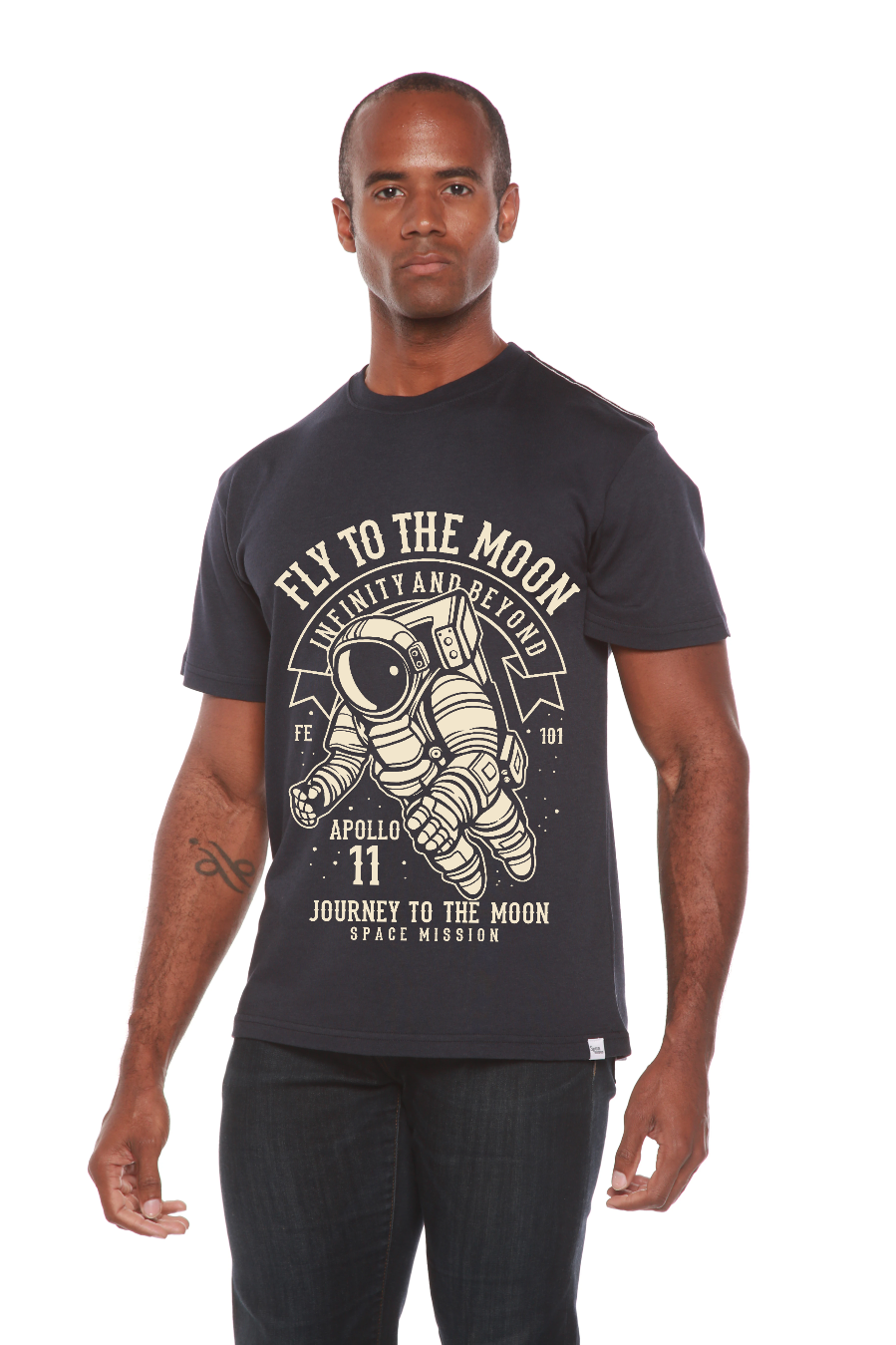 Spun Bamboo Fly To The Moon Men's Bamboo Viscose/Organic Cotton Short Sleeve Graphic T-Shirt — main product shot