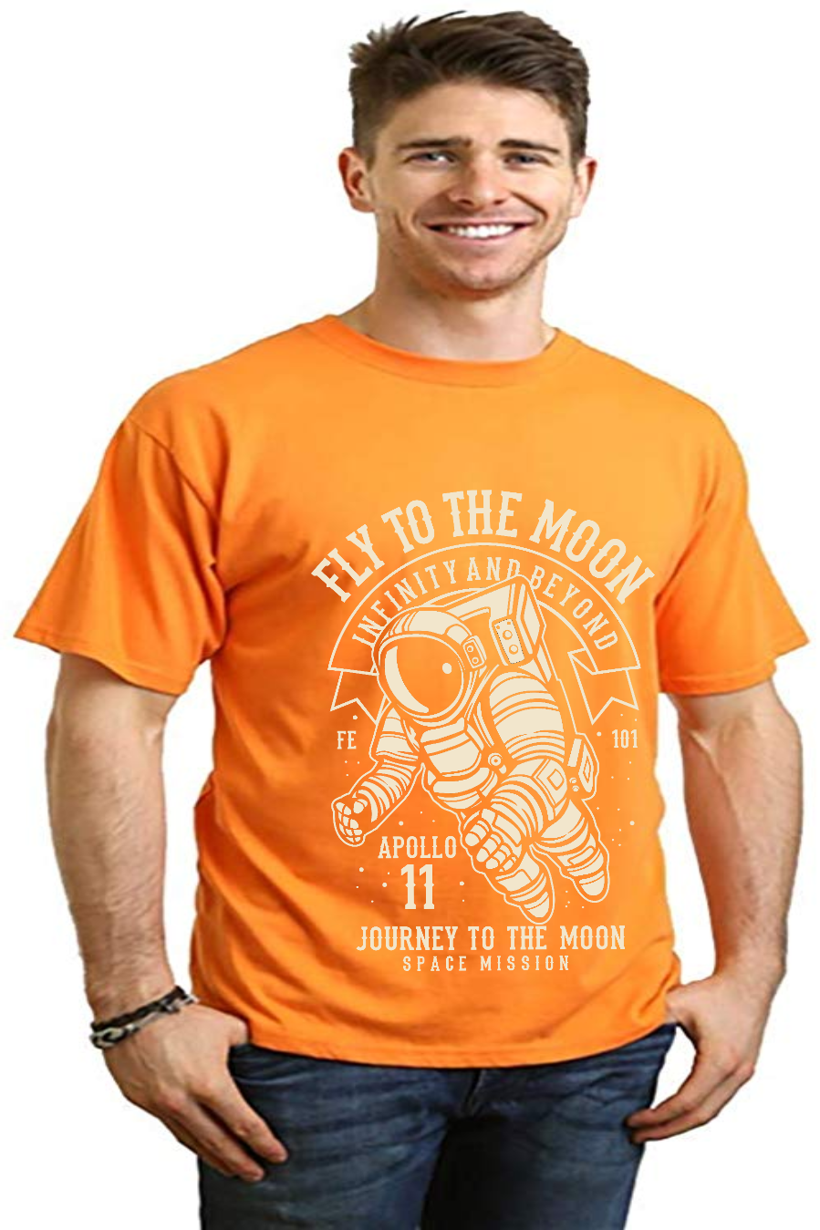 Spun Bamboo Fly To The Moon Men's Bamboo Viscose/Organic Cotton Short Sleeve Graphic T-Shirt — size reference